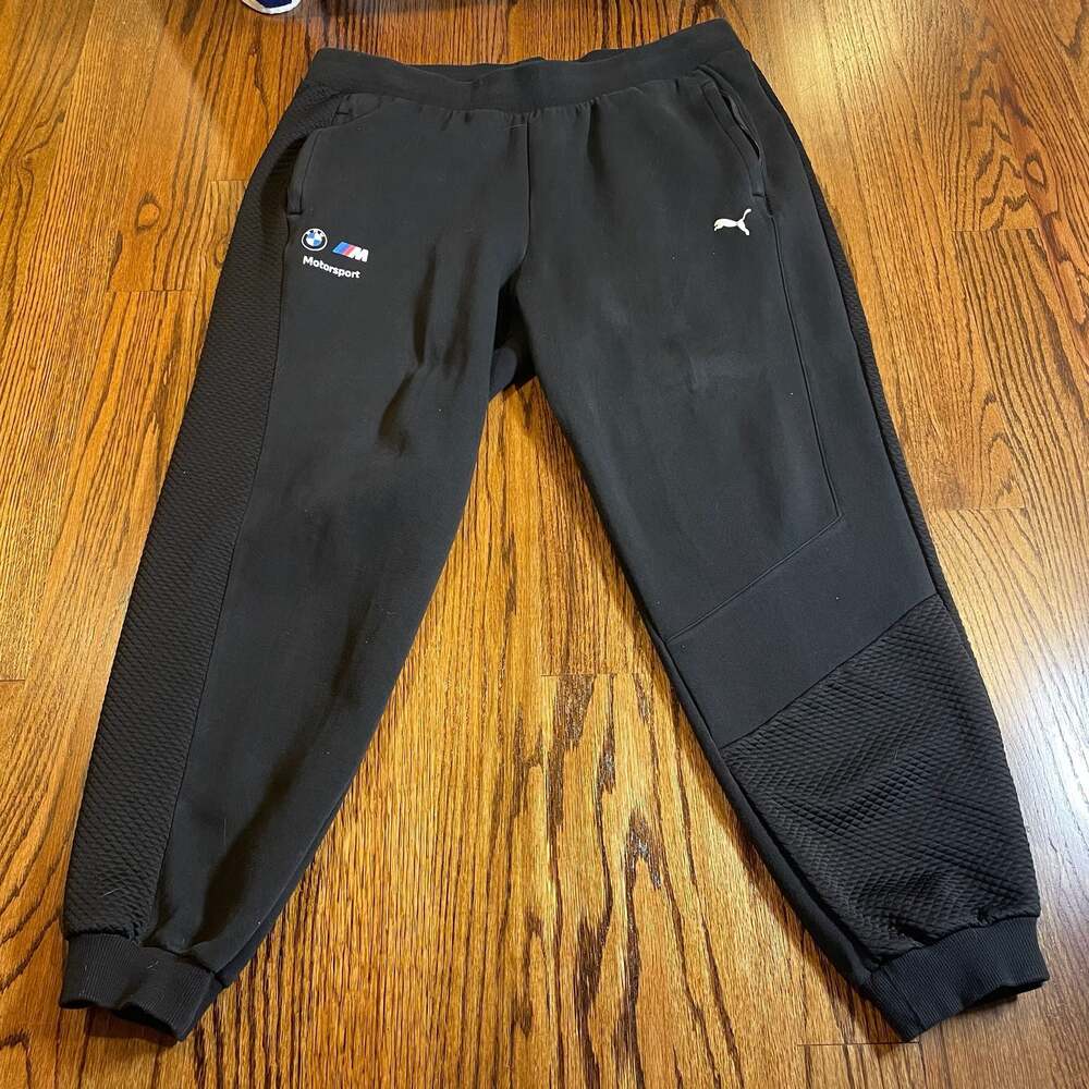 Puma BMW M Motorsport Black Quilted Panel Jogger Sweatpants Size XXL
